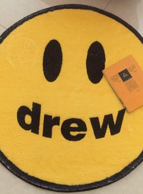 drew house贾斯丁比伯居家黄色笑脸字体圆形地毯快闪限定潮牌装饰