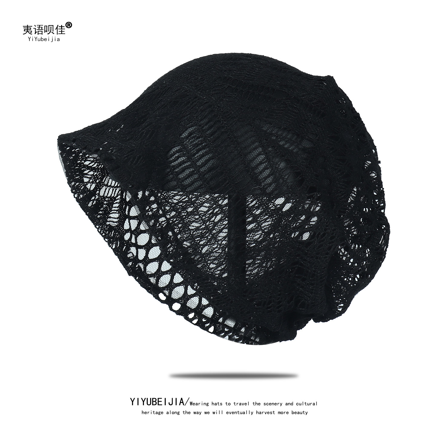 女士帽子薄款镂空网眼包头帽韩版堆堆帽网纱头巾帽休闲透气套头帽