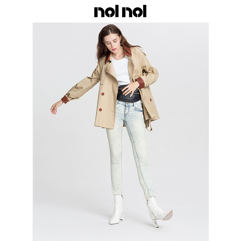 nolnol小个子风衣女短款2020新款女显高中款百搭修身chic早秋外套