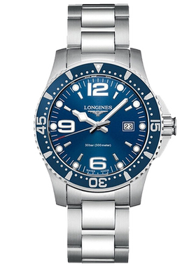 瑞士浪琴康卡斯系列蓝色大表盘防水石英男表手表L3.840.4.96.6