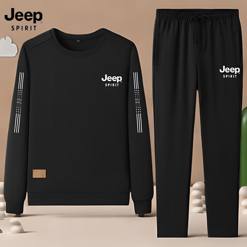 JEEPSPIRIT吉普男士运动套装春秋季长袖开衫卫衣长裤三件套两件套