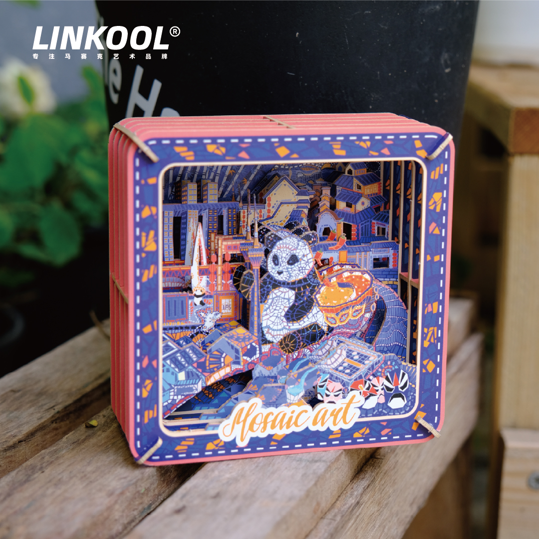 LINKOOL川美文创马赛克立体装饰画小摆件纪念礼品拼插生日手工组图片