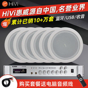 Hivi/惠威 TD206定压天花吊顶吸顶喇叭餐厅音响广播音箱功放套装