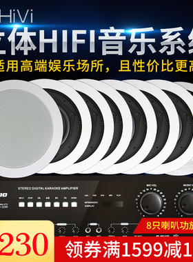 惠威VX5-C 定阻同轴立体声吸顶喇叭 音响 天花音箱蓝牙功放套装