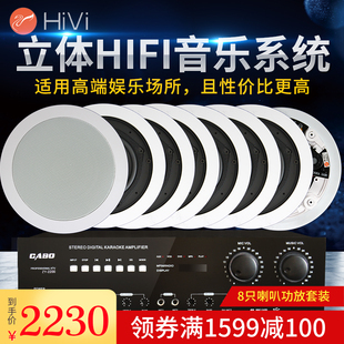 天花音箱蓝牙功放套装 惠威VX5 音响 定阻同轴立体声吸顶喇叭