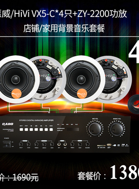 VX5-C 吸顶喇叭音响套装 天花吊顶音响套餐 定阻同轴吊顶喇叭套餐