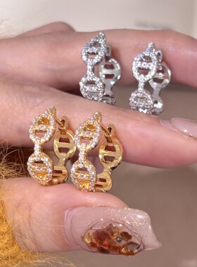 轻奢设计感满钻猪鼻子耳扣小众气质百搭个性耳圈镶钻简约精致耳饰