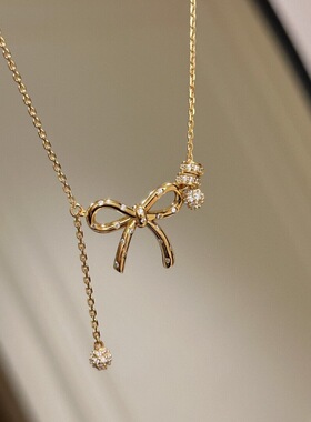 轻奢复古高级感在逃公主镶嵌点钻蝴蝶结手链项链甜美简约精致套装