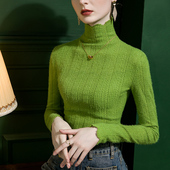 女修身 韩版 2026春季 T恤女装 百搭上衣 洋气长袖 高领磨毛蕾丝打底衫