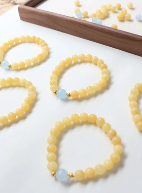 蛋黄色黄玉手串手链 温柔显白 招财转运 简约百搭单圈手串