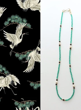 天然绿玛瑙淡水珍珠长款项链55cm新中式复古创意串珠旗袍链