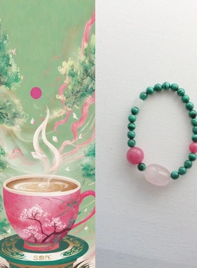 国风手饰天然绿孔雀石石手串百搭手链手环闺蜜礼物直播批