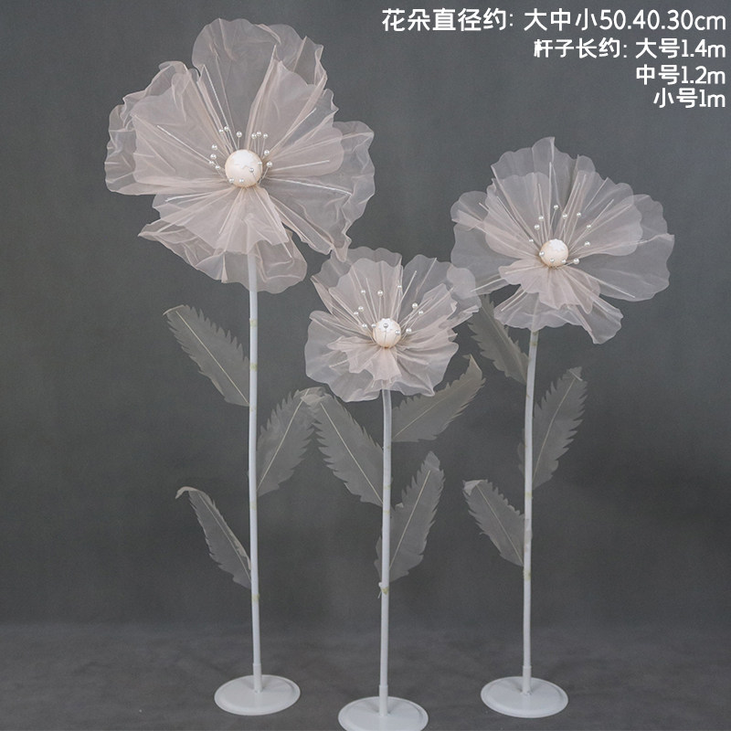 新款婚礼装饰路引花橱窗装饰婚庆道具手工真丝花纸花丝网花透明花