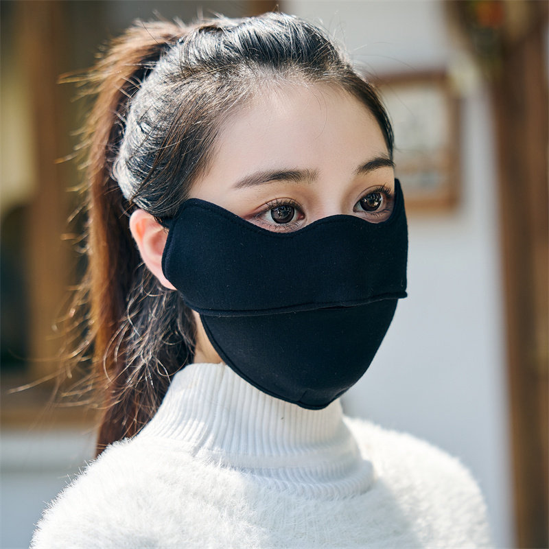 冬季口罩女加厚保暖透气骑行护眼角加大3d立体加绒防风面罩男可爱