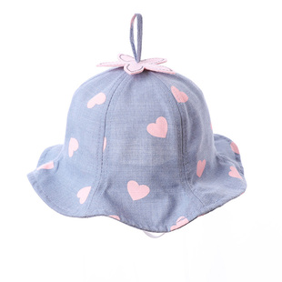 遮阳帽1 2岁儿童渔夫帽韩版 24个月女宝宝帽子春夏薄款 潮小童帽