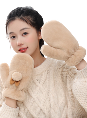 女涤纶包指双层加厚保暖手套