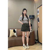 年中清仓现货秒发 百搭一字肩显瘦通勤冰丝条纹T恤 时尚 25夏季 新款