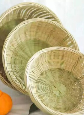 竹青竹编制品筐筲簸箕农家用手工圆收纳沥水篮竹篓筐有无孔筛天然