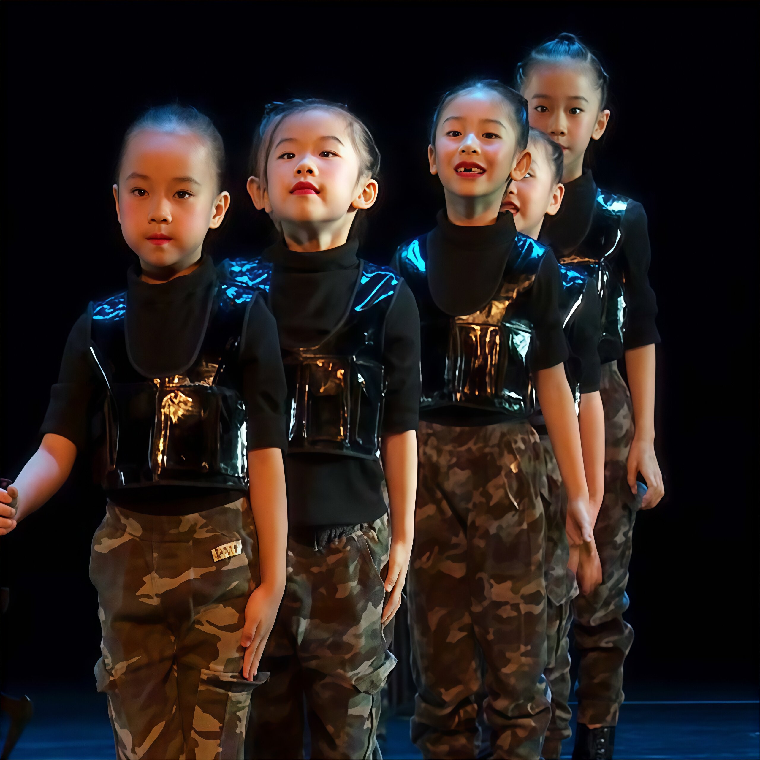 六一儿童迷彩梦舞蹈服兵娃娃男女童幼儿铁甲小小兵舞蹈演出服表演