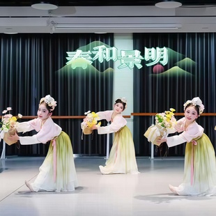 春和景明演出服汉服古典舞蹈服女儿童汉唐舞古风身韵桃花笑表演服