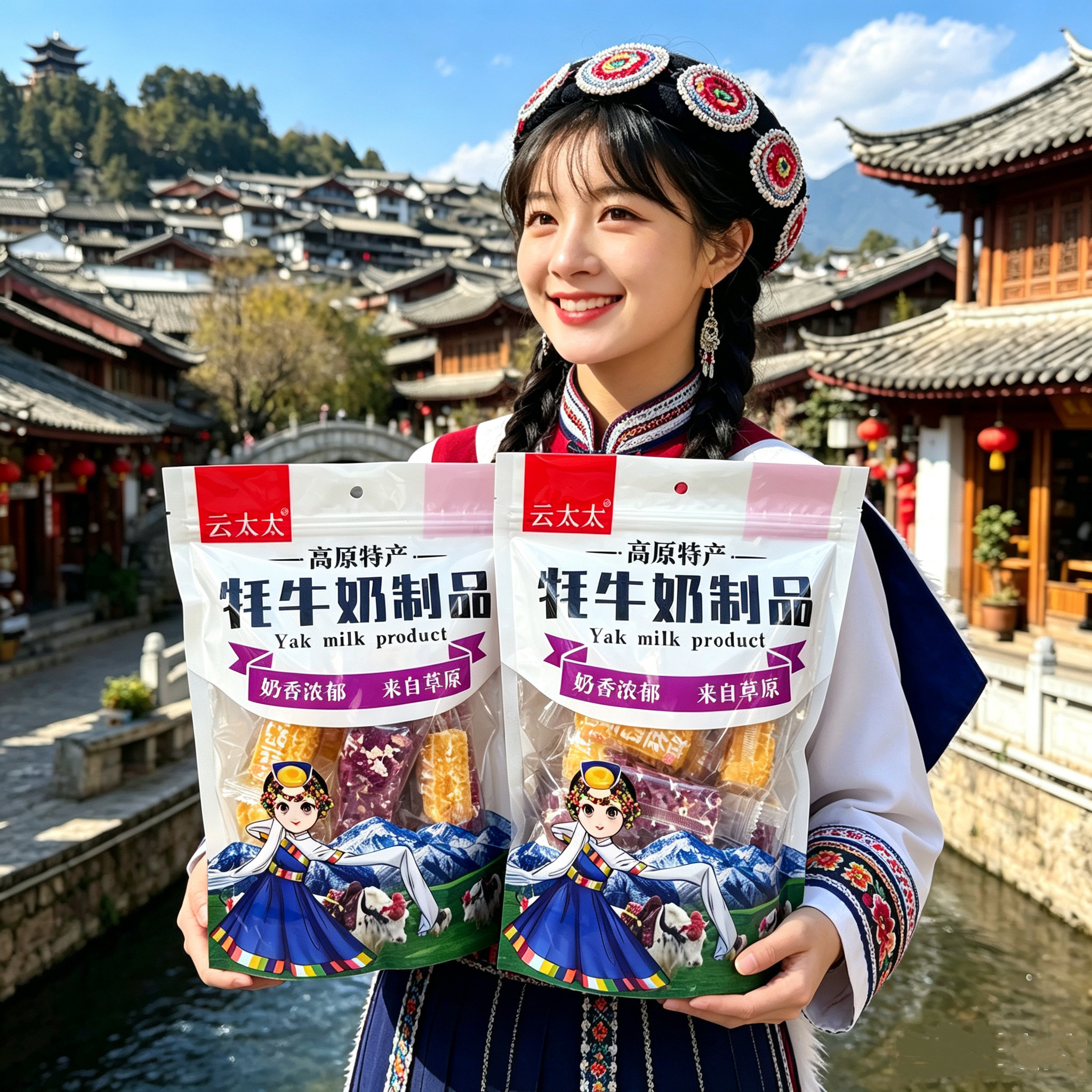 丽江拉丝奶酥云南特产玫瑰奶酥蛋黄卷雪花酥牛轧糖糕点休闲零食
