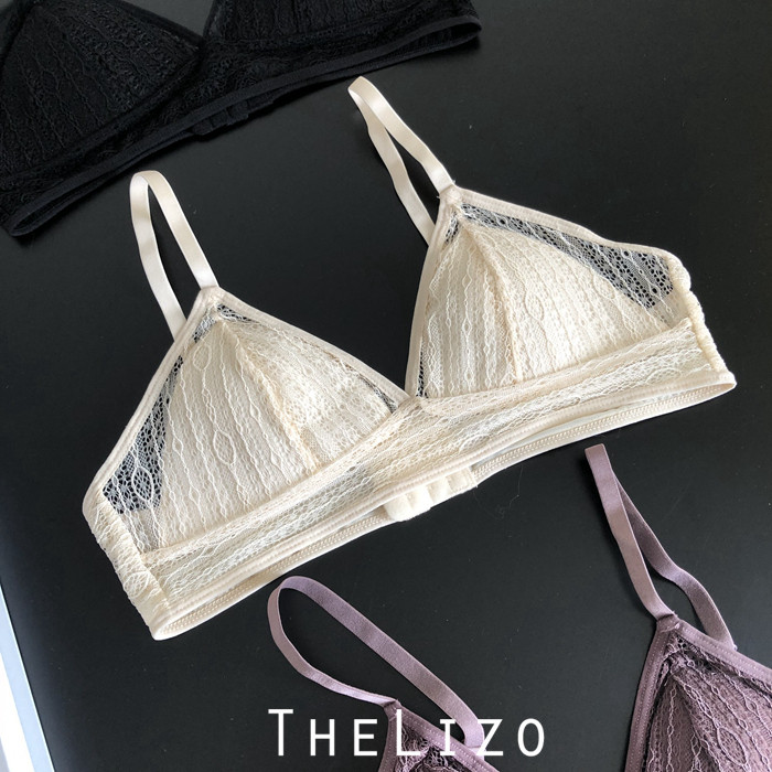 法式Bralette 蕾丝薄款真丝内里内衣 无钢圈文胸 3色
