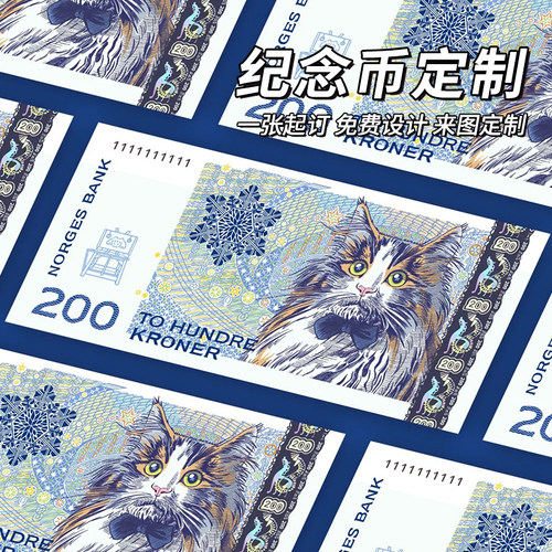 创意纸币定制文创应援纪念纸币餐饮美金代金卷体验卡片来图定制