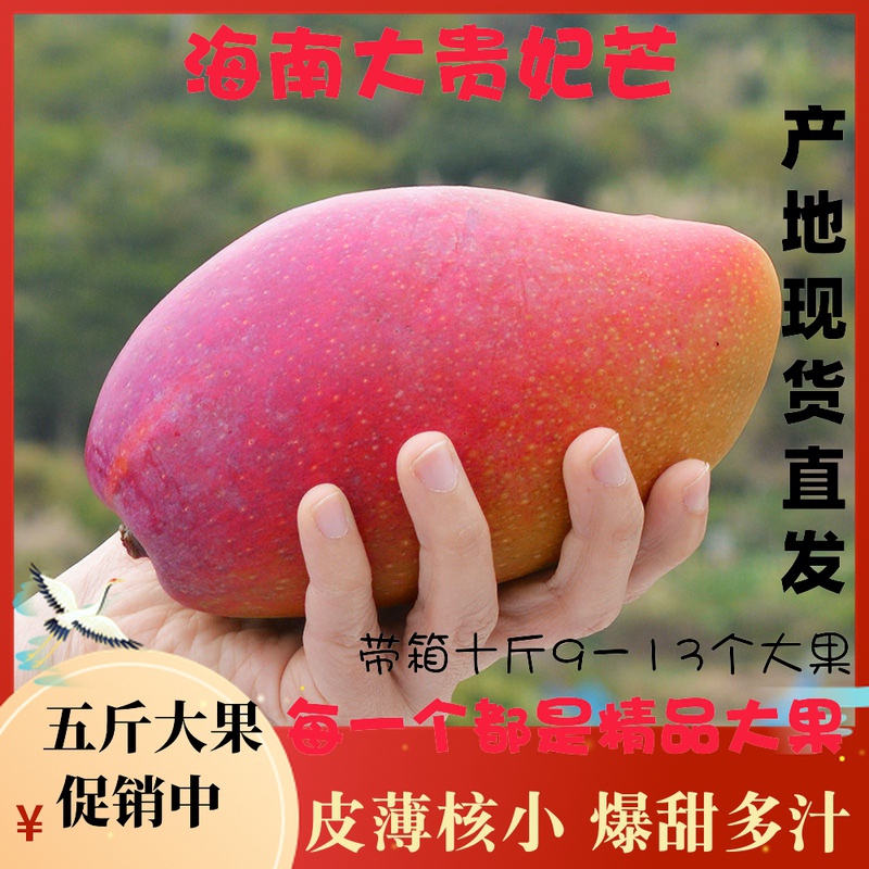 海南特级大贵妃芒果新鲜水果10斤包邮树上熟当季大果红金龙甜心5