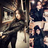 修身 小皮衣外套女2025春秋新款 韩版 加绒加厚百搭黑色机车皮夹克潮
