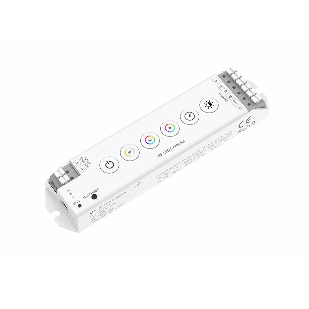 热卖M5 LED RGBCW无线控制器 RGBCCT灯条控制器 DC12V24V3A