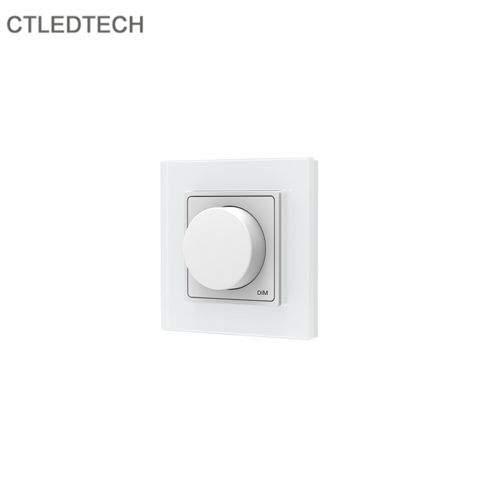 新品 PK1G无线旋钮调光面板遥控器 LED RF2.4G旋钮调光器玻璃材质