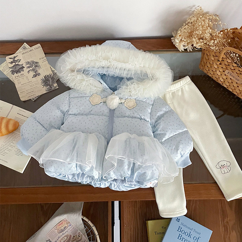 儿童羽绒服2025冬季连帽网纱拼接碎花女童羽绒服可爱中小童棉服,童装/婴儿装/亲子装,羽绒服,淘宝优惠券,粉丝福利购,淘宝优惠卷