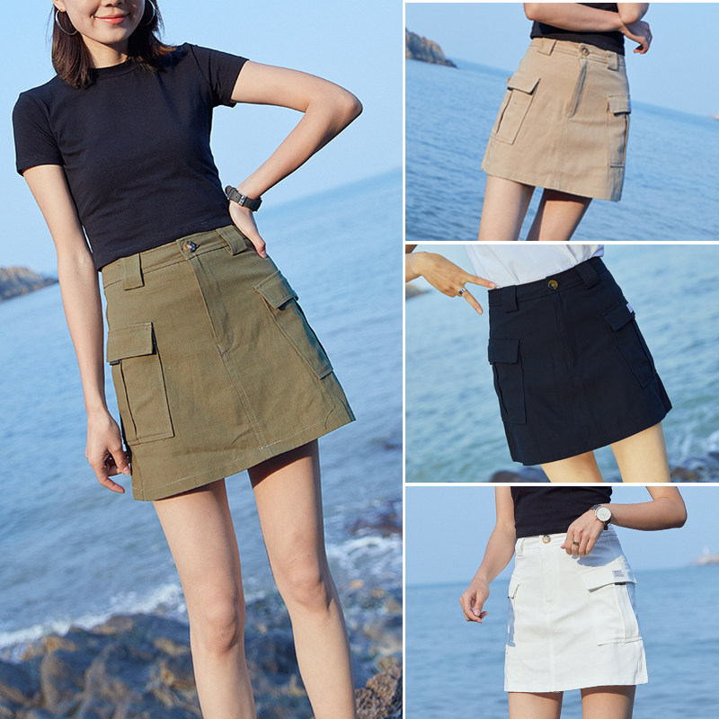 半身裙短裙女2020黑色高腰显瘦学生工装裙a字包臀裙夏潮牛仔裙裤