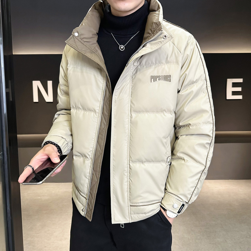 轻奢立领双拼羽绒服男士宽松短款外套冬季新款潮流帅气休闲羽绒衣
