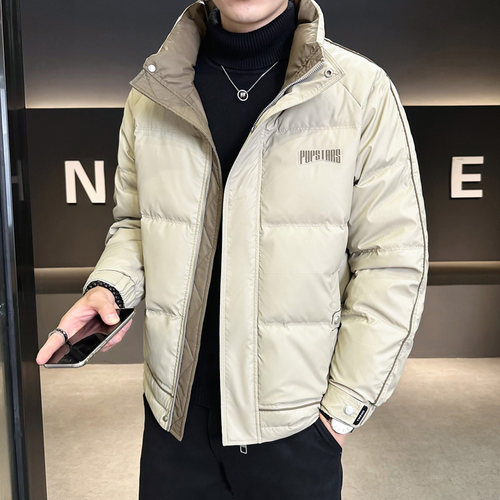 轻奢立领双拼羽绒服男士宽松短款外套冬季新款潮流帅气休闲羽绒衣
