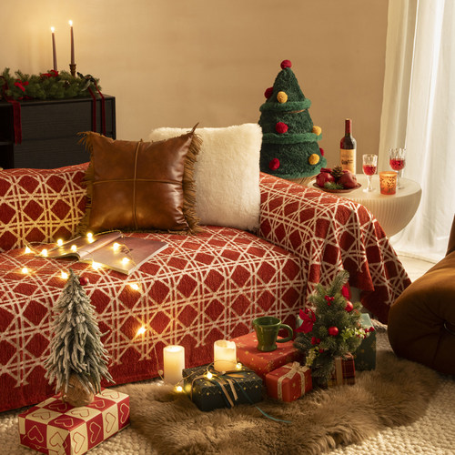 圣诞氛围感盖巾沙发垫套罩布