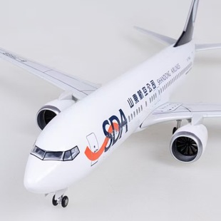 20cm带轮山东航空b737客机起落架可拆卸合金材质飞机模型摆件纪念