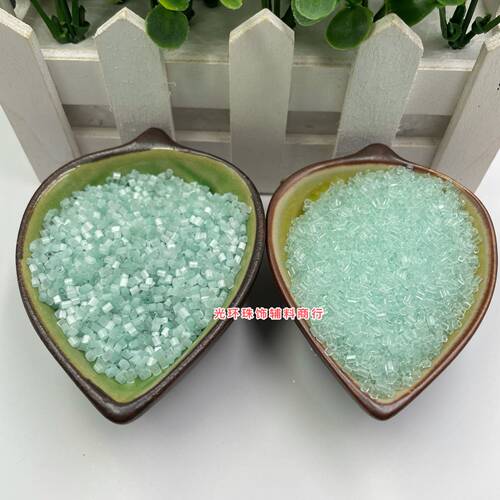diy粉绿色透明玻璃刺绣散珠