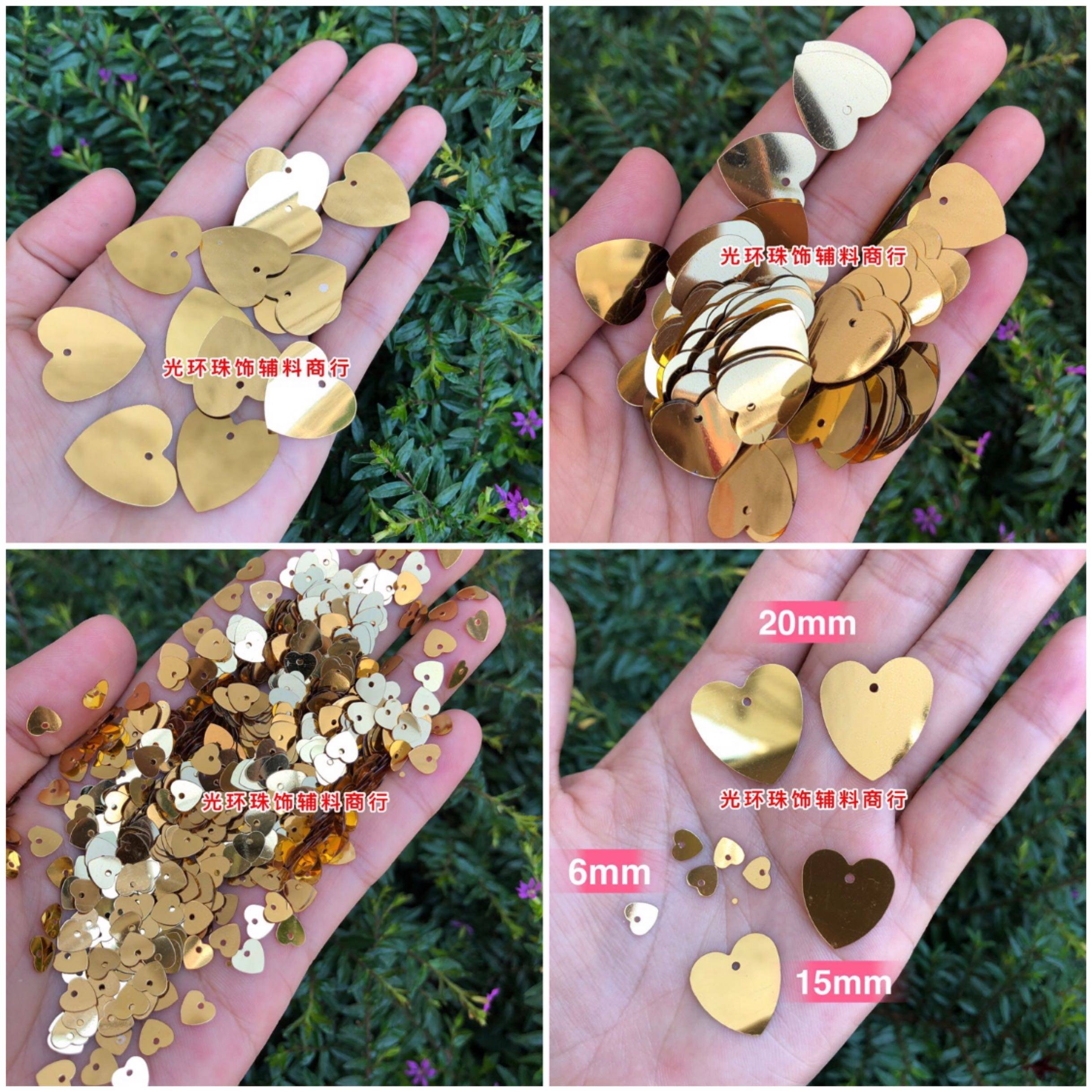 6mm-20mm边孔金色银色桃心亮片 心形亮片 DIY材料 手工缝制珠片,饰品/流行首饰/时尚饰品新,其他DIY饰品配件,淘宝优惠券,粉丝福利购,淘宝优惠卷