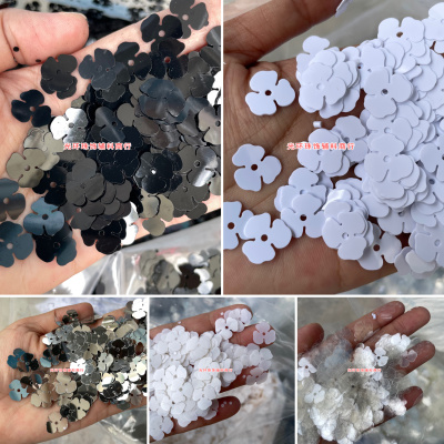 包邮12mm三瓣花亮片手工饰品白色三叶梅花珠片DIY材料服装辅料