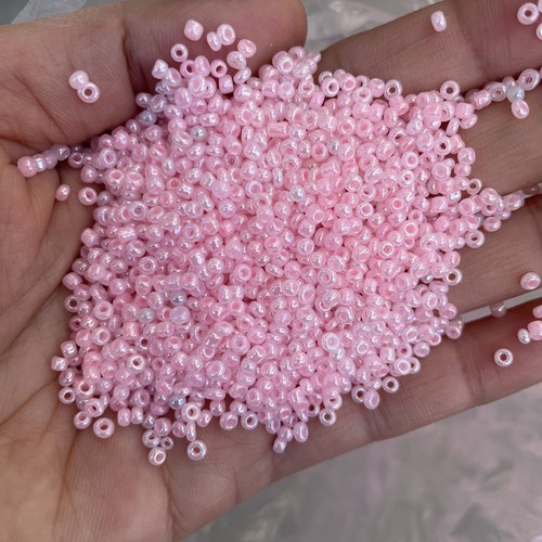 DIY米珠 2mm粉红色染心奶油米珠 十字绣珠 串珠材料 服装辅料