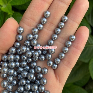 4-10mm无孔高亮灰色仿珍珠散珠打珠机珠子钉衣服无孔珠DIY材料