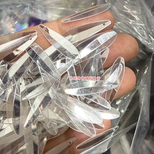 耐高温材质5*23mm水滴对折水晶亮片手工饰品DIY材料服装辅料折片