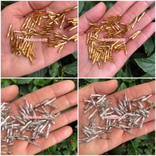 2.5*15mm金色银色螺旋银心管珠 螺纹玻璃珠管 灌银扭珠 手工材料