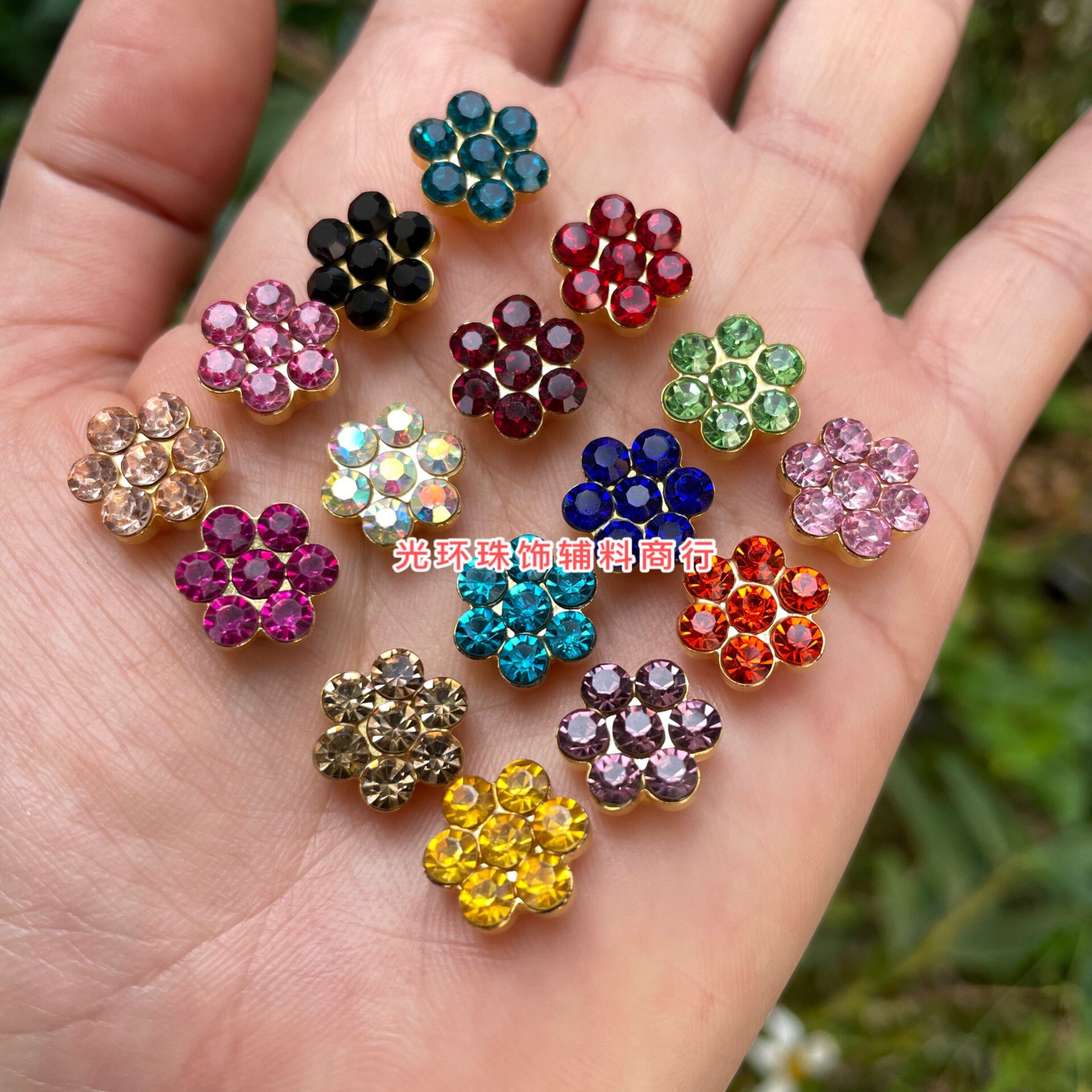 适合手工钉珠机梅花钉钻14mm7颗钻梅花点钻无孔钉衣服彩钻DIY饰品