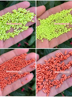 高温烤漆2mm/4.5mm荧光绿色橙色均匀玻璃米珠管珠DIY散珠手工饰品