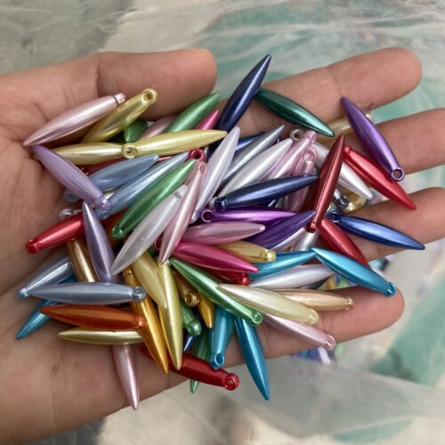 5*25mm吊珠DIY饰品配件彩色混色水滴吊胆民族服饰材料单孔尖珠