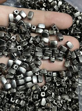 DIY手工串珠材料银色色枪黑色4*6mm长方形水镀方形管珠 服装辅料
