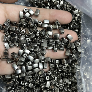 DIY手工串珠材料银色色枪黑色4*6mm长方形水镀方形管珠 服装辅料