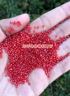 小红色米珠1.5mm透明油光玻璃珠子 DIY饰品 手工米珠服装辅料